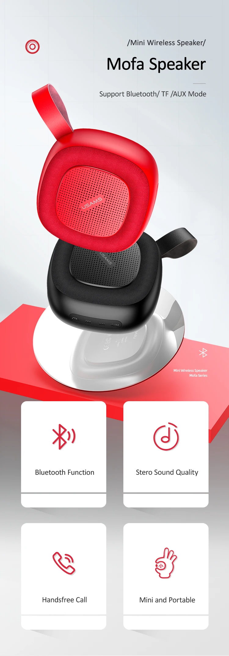 USAMS Mini and Portable Wireless Speaker Loudspeaker Hands-free Calling Wireless Speaker - ANKUX.COM