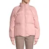 Zipper simple pink lightweight winter down jacket for women