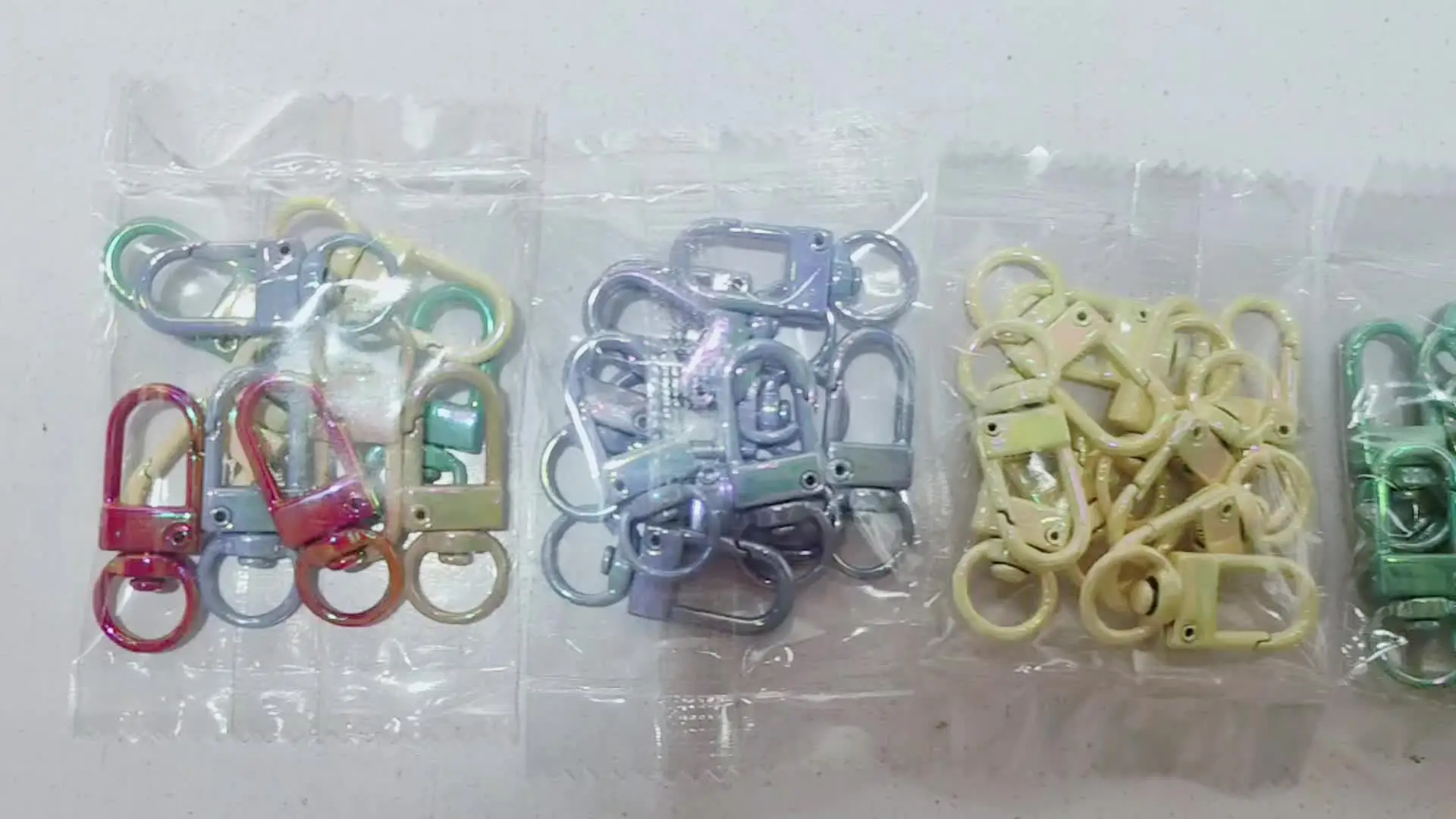 Colorful UV Coated Spring Snap Hooks with Keychain Rings Metal