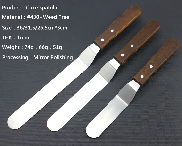 Wood Handle Cake Tool 3 Pcs Cake Spatula Set