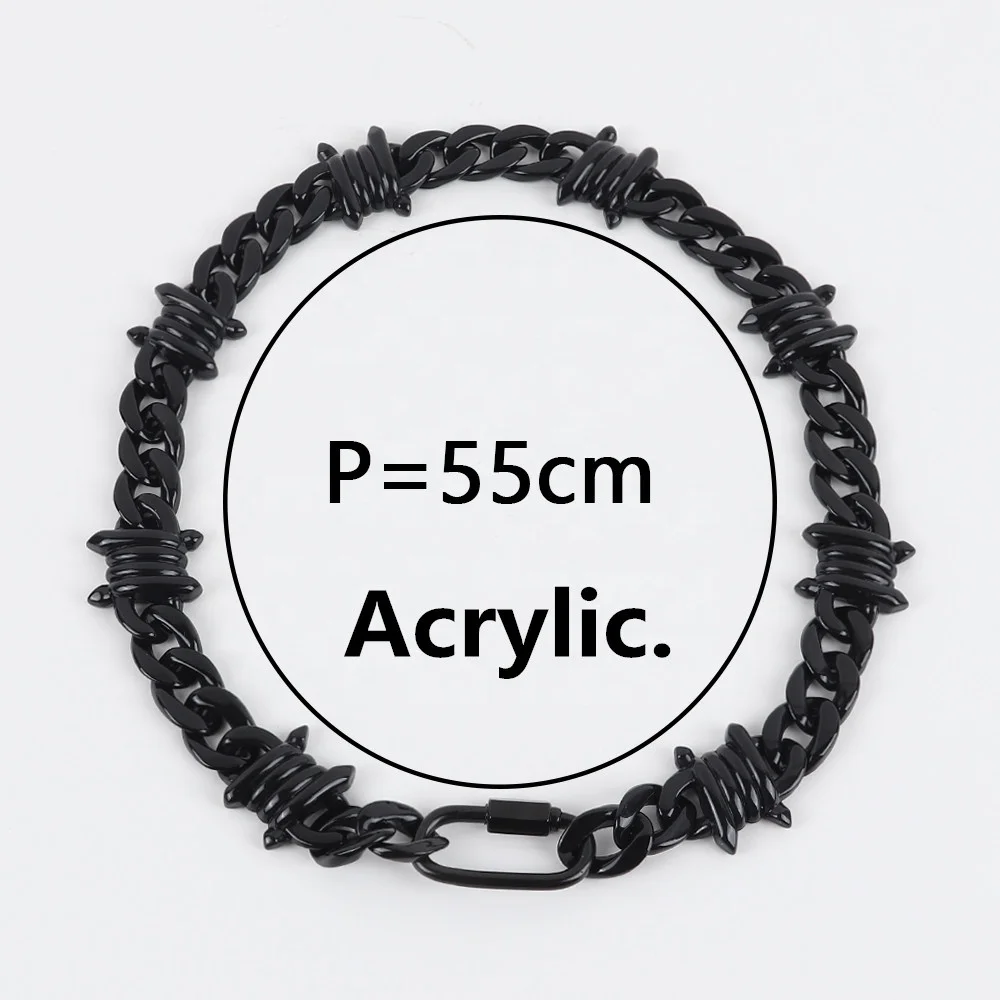 Black Acrylic Spike Chain Thorns Barbed 