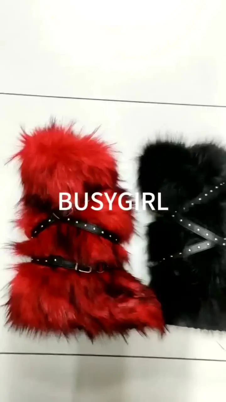 BUSY GIRL HS4770 Faux Fur Boots for Women Size 12 Fashion