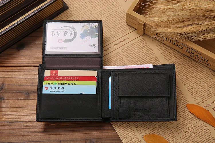 100% Genuine Leather Jinbaolai Premium Cowhide Men's Bifold Wallets