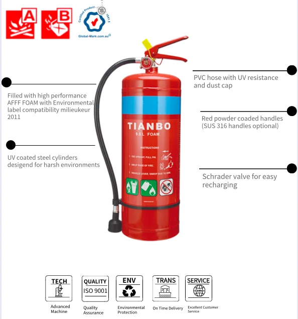 9l Foam Fire Extinguisher With Lpcb Ce En3 Bsi As/nzs Iso Approved A B