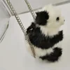 Custom real panda ladies hand chain bag plush fashion cross-strap winter warm bag storage bag