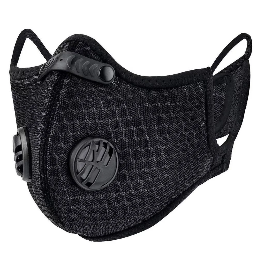
OEM activated carbon filter Reusable Anti dust Bike earloop mask Breathable mesh Bicycle Mask with double Valves 