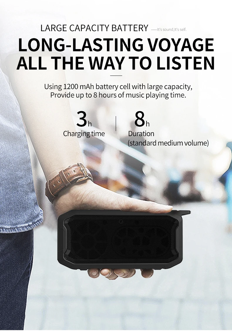 8Hours Duration Outdoors Portable Waterproof Wireless Bluetooth Speakers - ANKUX.COM