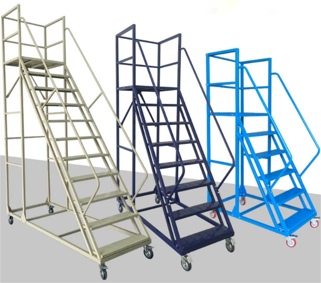 612step Steel Rolling Ladder With Steps Prevent Slipping 600800mm