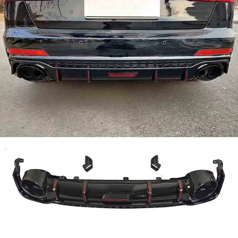 2019 + A6 S6 C8 Rear Diffuser With Tail Pipe For Audi A6 A6l C8 Upgrade ...