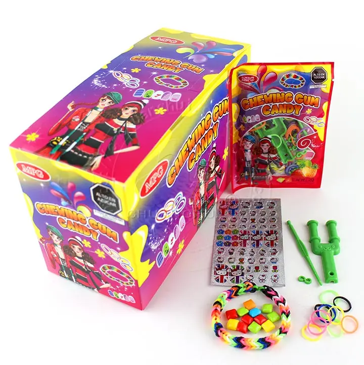 Rubber Band With Chewing Gum Candy In Bag / Children's Woven Toy Candy