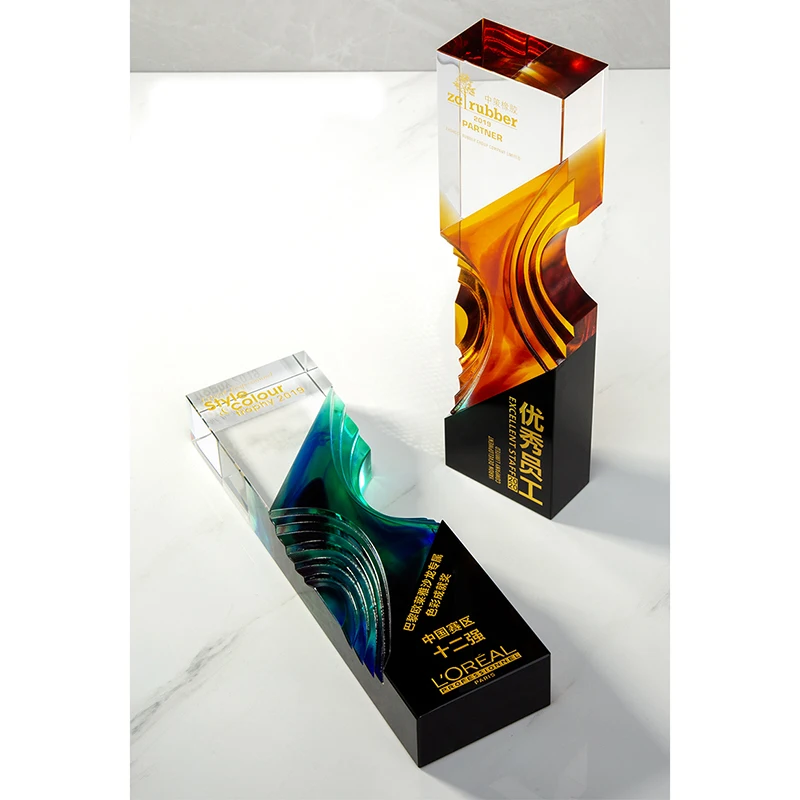 High-End Patent UV Printed Crystal Award Annual Celebration Commemorative Charity Event Trophy Laser Printed Sports Gift Use manufacture