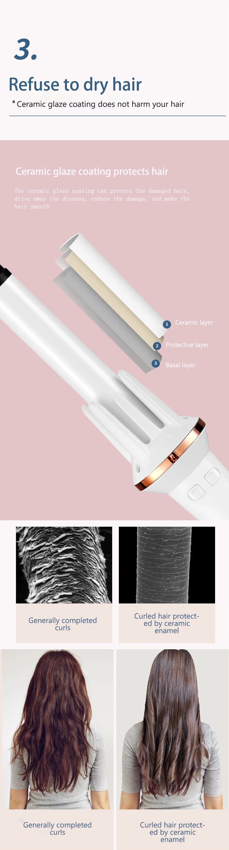Automatic Hair Curler Customizable Logor Led Display Automatic Hair Curler Customizable Logor Led Display