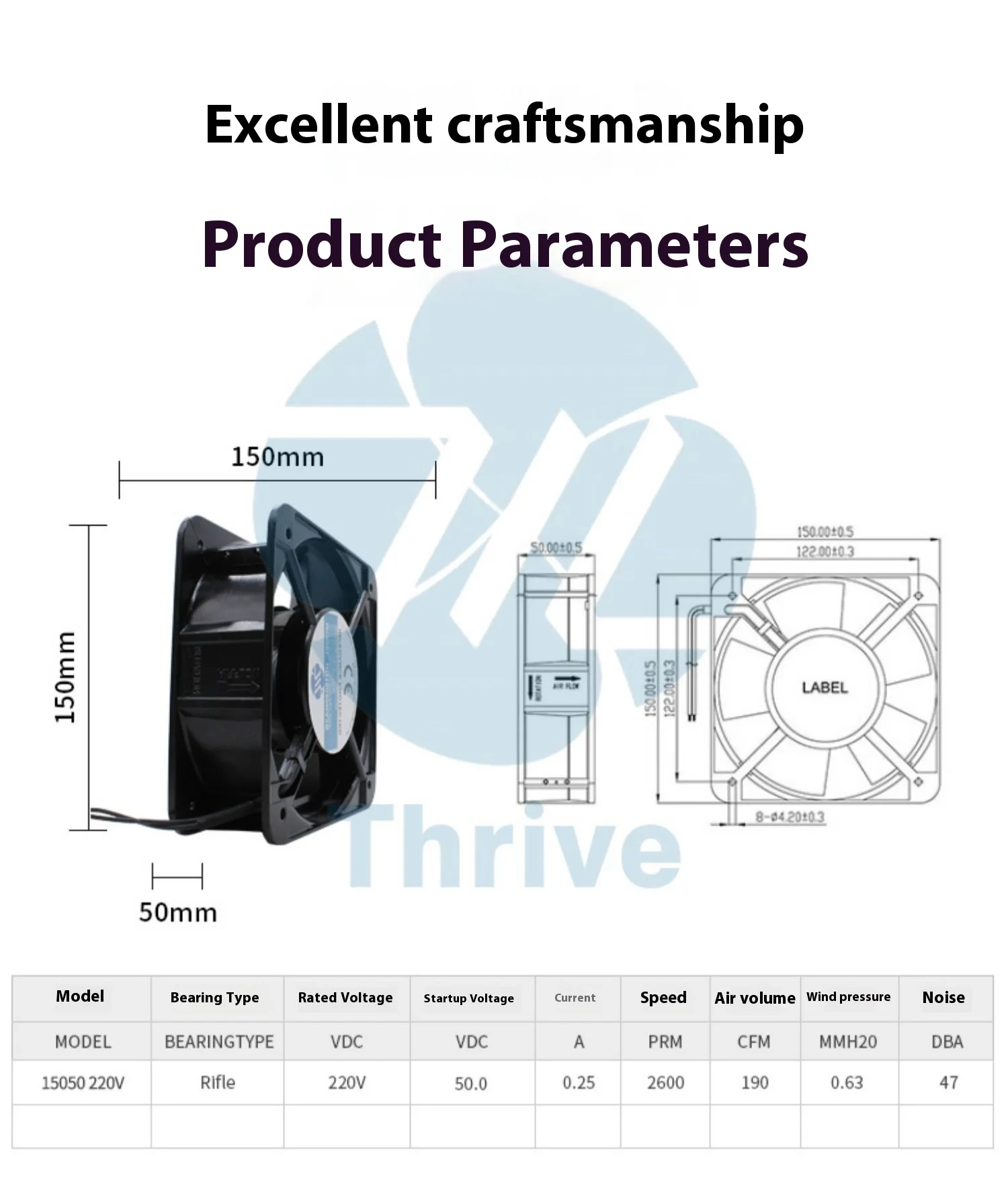 Axial Flow Cabinet Fan, 15050, 15cm, 220v, 15x15 - detail 20