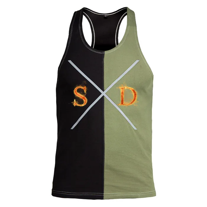 Wholesale Two Tone Color Design Men Workout Fitness Bodybuilding Stringer Singlets Custom Blank Gym Tank Top