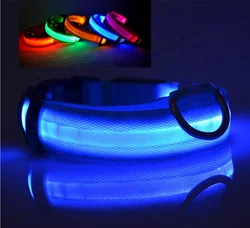 Nylon Dog collar flash night safety Led luminous dog harness pet supplies collar accessories dog luminous fluorescent