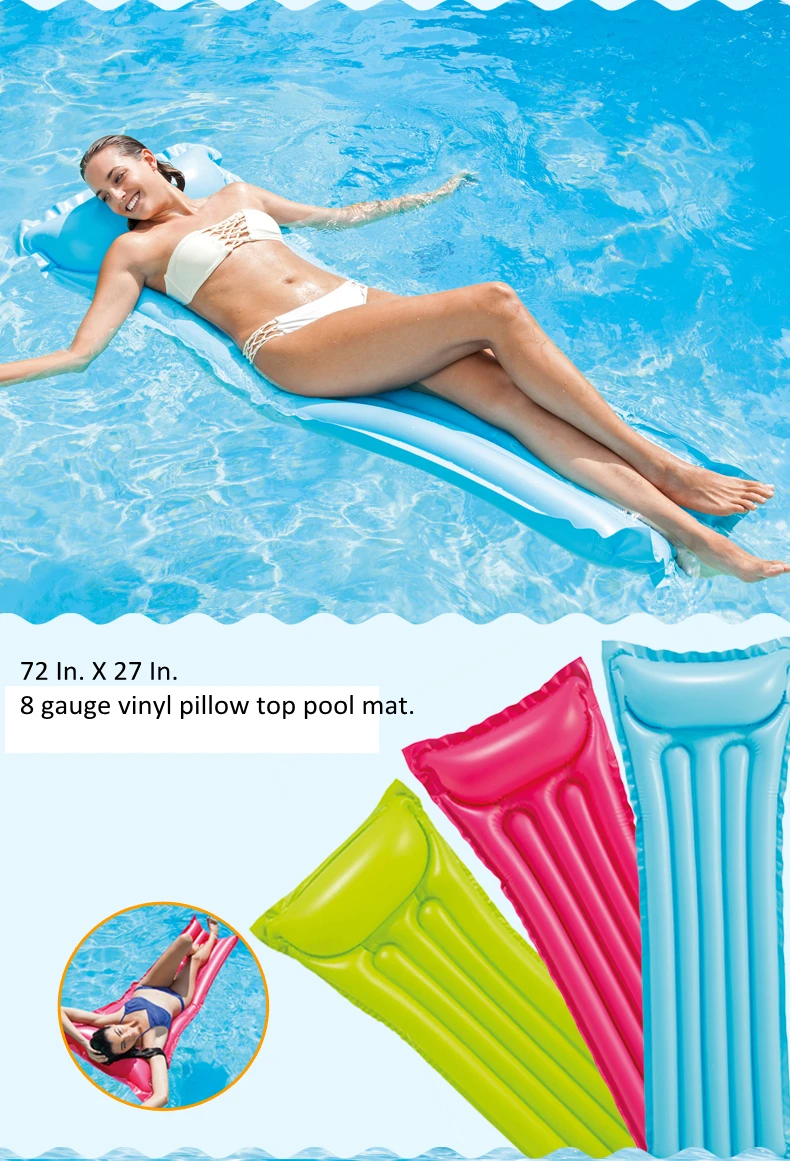 Intex Transparent Inflatable Pool Float 1 Floating Mat Green 72in X 27in for sale online