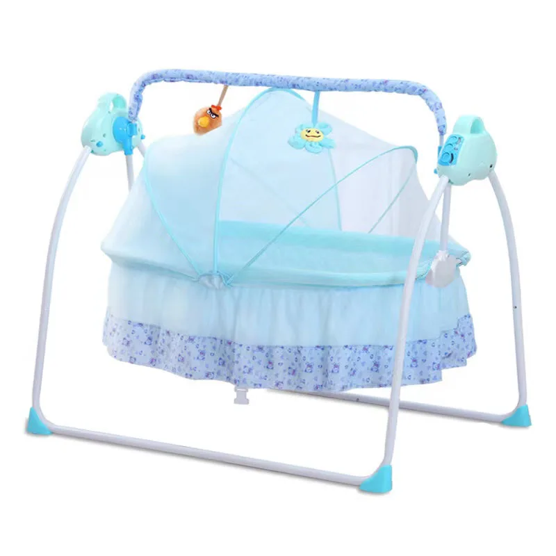 stable structure easy to fold electric lengthening and widening baby rocking crib with embrace mattress for 0-36 months kids