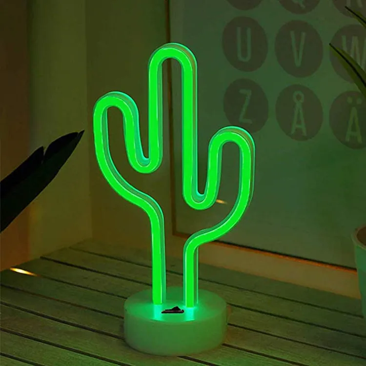 Hot sale Cactus Night Light Battery Operated LED Desktop Lamp Neon