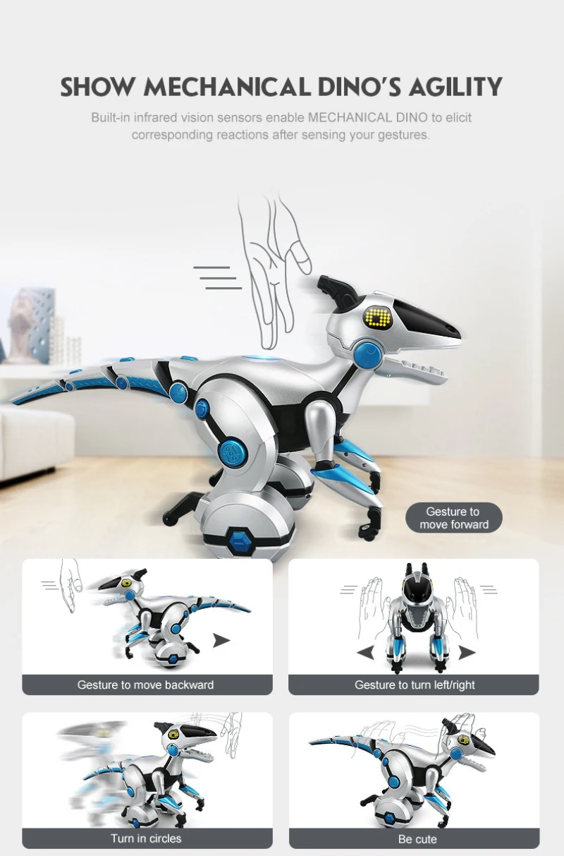 2020 Latest Intelligent Dinosaur Robot Mechanical Remote Control Balance Dinosours Sensing Interactive Dancing RC Animal Toys