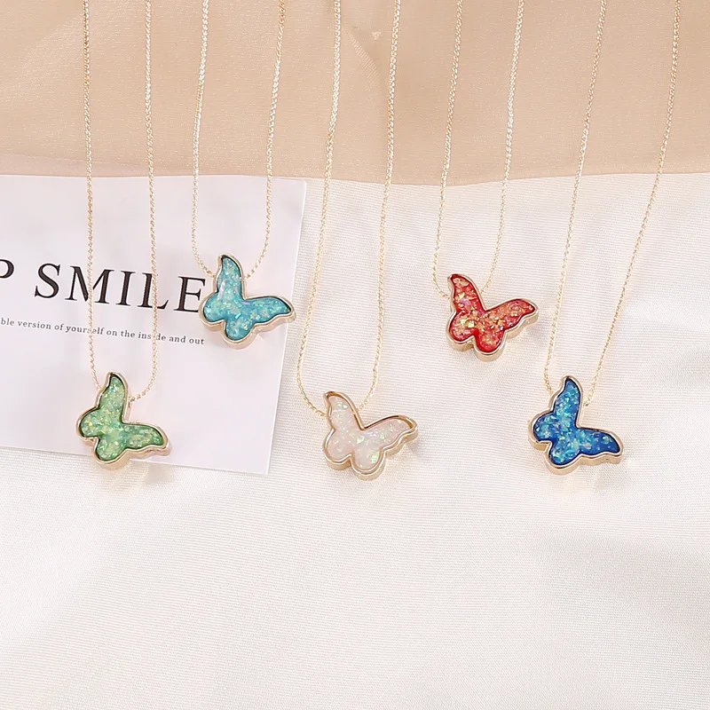 Resin Colored Butterfly Necklace Customizable Colored Butterfly Necklace