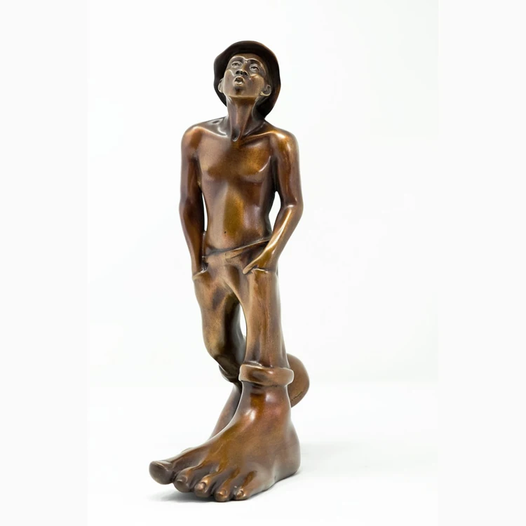 bronze blowing whistle statue