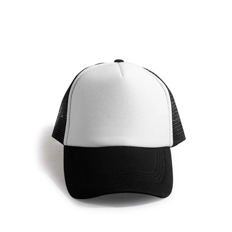 Custom print sublimation blank cotton polyester 6 panel mesh trucker hat caps
