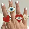 Kaimei 2019 New Punk Adjustable Finger Gold Red Heart Eye Fashion Rings for women female popular cute eye love heart gold ring