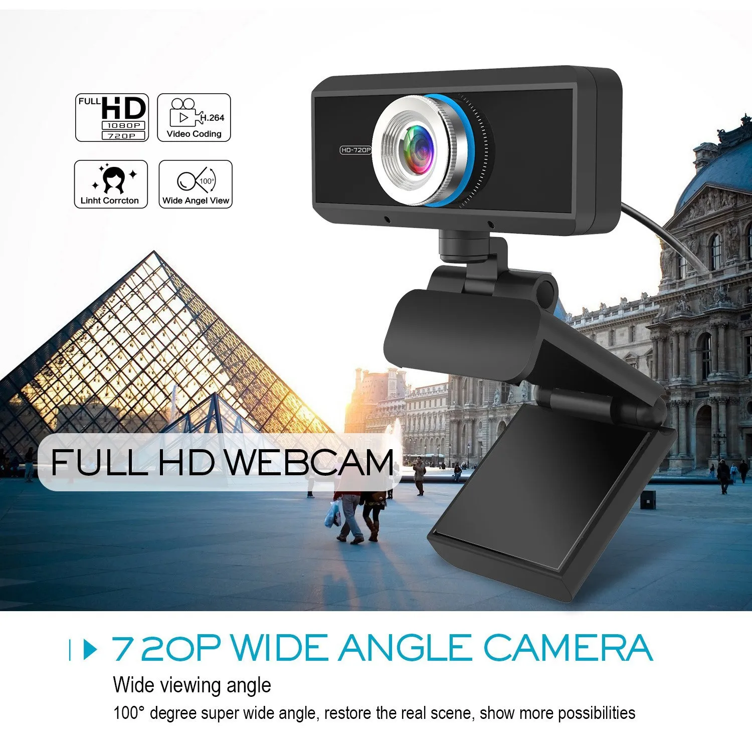 Webcam With Microphone 720p Webcam Streaming Computer Web Camera Usb autofocus webcam For Pc Laptop Video Calling Conferencing