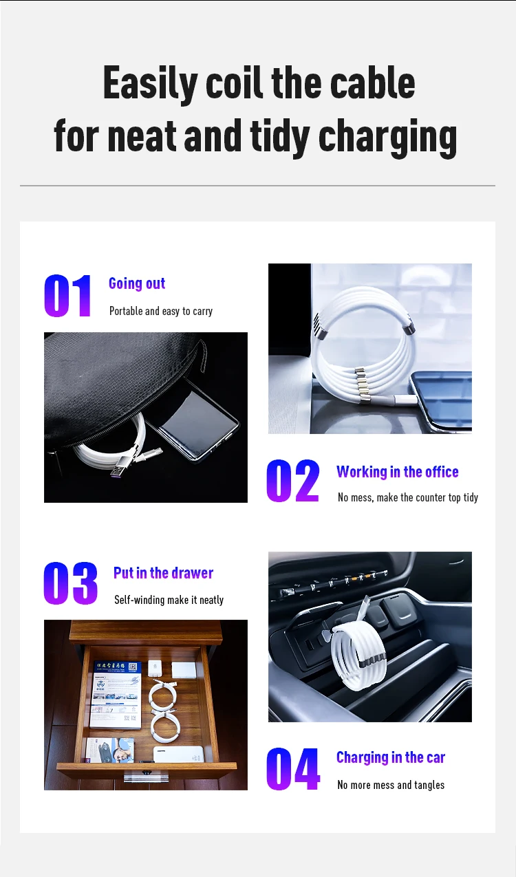 Easy-Coil Redesigned Self Winding Magnet Micro USB Fast Supercalla Charging Data Cable - ANKUX.COM