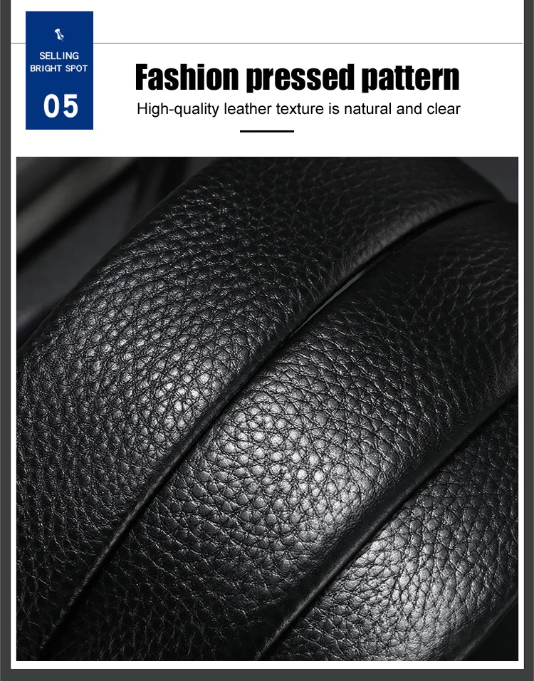 AODIDAISHU Men's Business Fashion Luxurious Mirror Automatic Buckle Lychee  Pattern Genuine Leather Belt