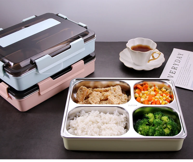 304 stainless steel lunch box for Adults Kids School Office 1/2 Microwavable