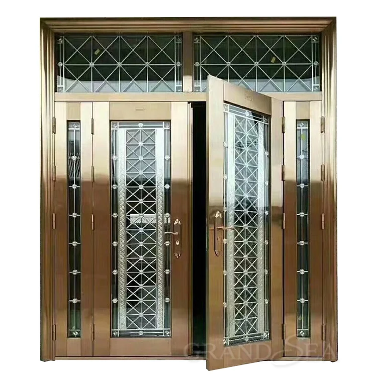 Exterior Security Stainless Steel Door Double Main Door With Double