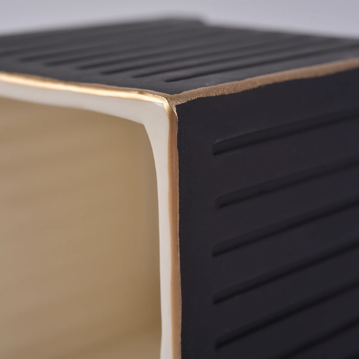 Square Black Ceramic Candle Vessels