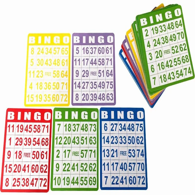 Bingo Game Set Paper Game Cards Mixed Color Disposable White Cardboard