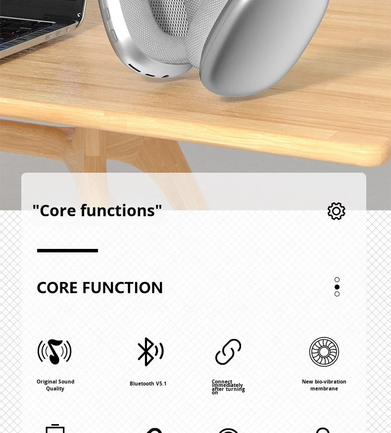 P9 Pro Max Over-Ear Noise-Canceling Wireless Earphones IPX3 Waterproof Type-C Charging LED Battery Indicator for 5.0