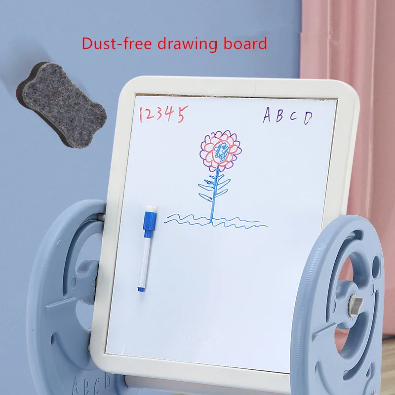 2 in 1 Plastic Indoor kids Study Desk Learning Easel Board with Chair