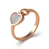 wholesale 316L Stainless Steel casting jewels Opening shell ring with heart design jewelry lovers