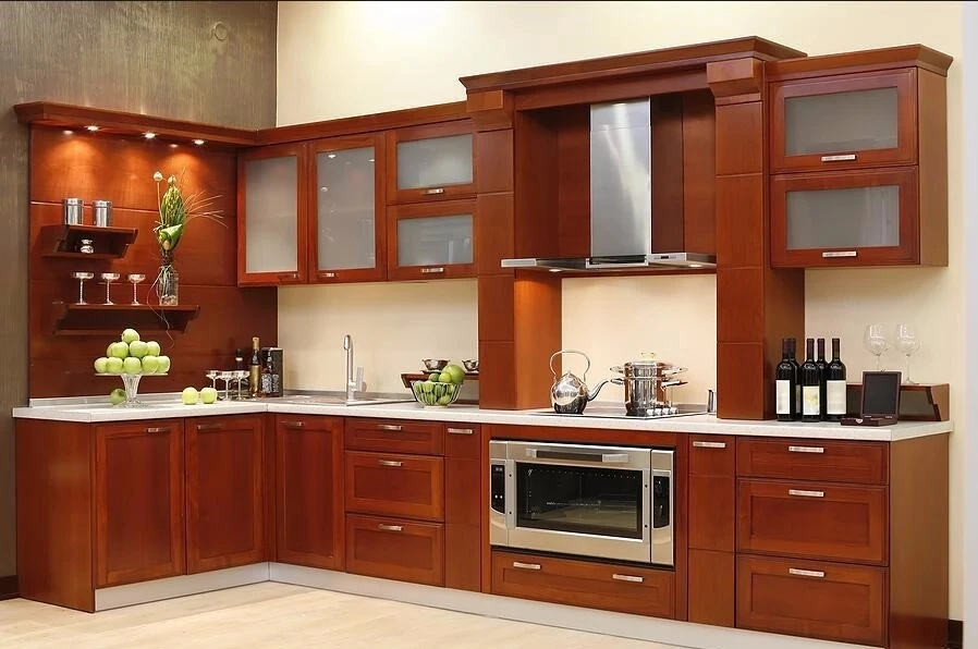 Honey maple shaker kitchen cabinet modern small kitchen design