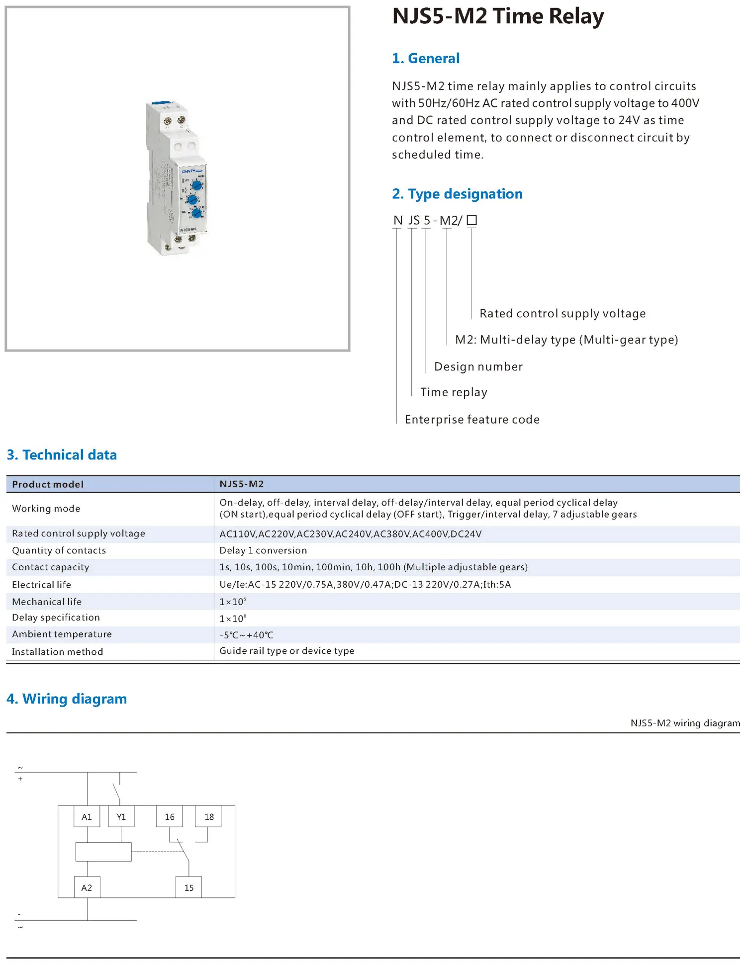 Chint original NJS5-M2 Timer scheduled time connect or disconnect circuit Time Relay