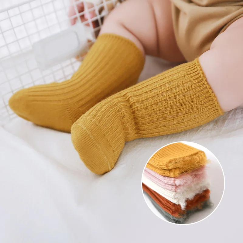 Factory Direct Sale Fuzzy Toddler Children Socks Wholesale Winter New Design Cute Ribbed Infant Baby Socks