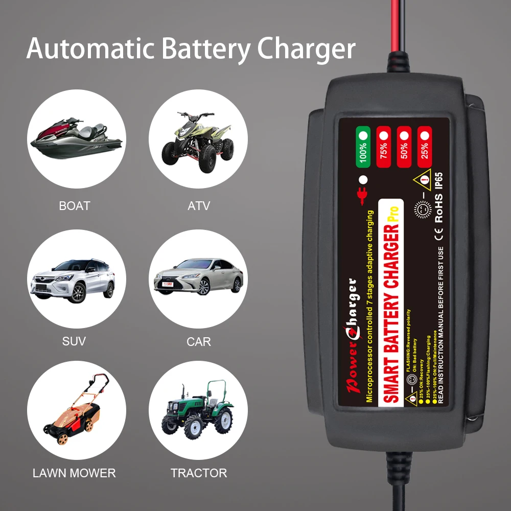 12V 5A Automatic AGM WET Lead Acid Battery Charger deeep cycle