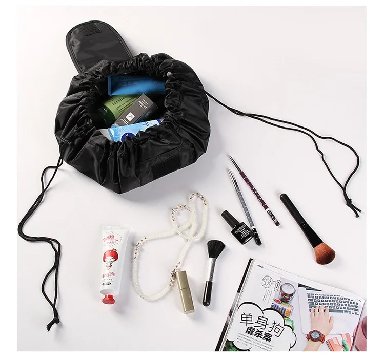 Cosmetic Makeup Bag With Drawstring Womens Portable Travel Storage Bag
