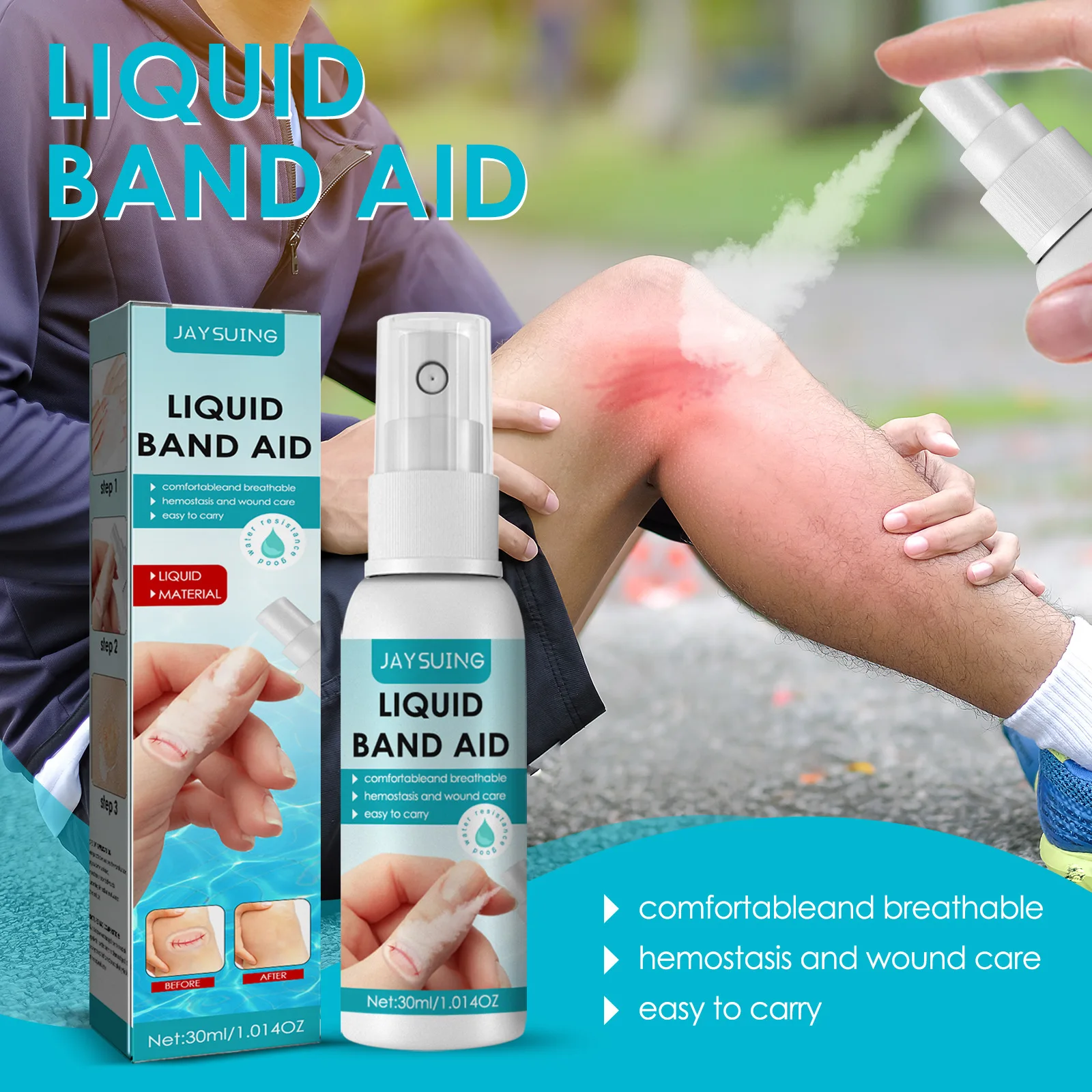 Jaysuing Transparent Waterproof Spray Bandaid First Aid Liquid Bandage For Small Cut Wound
