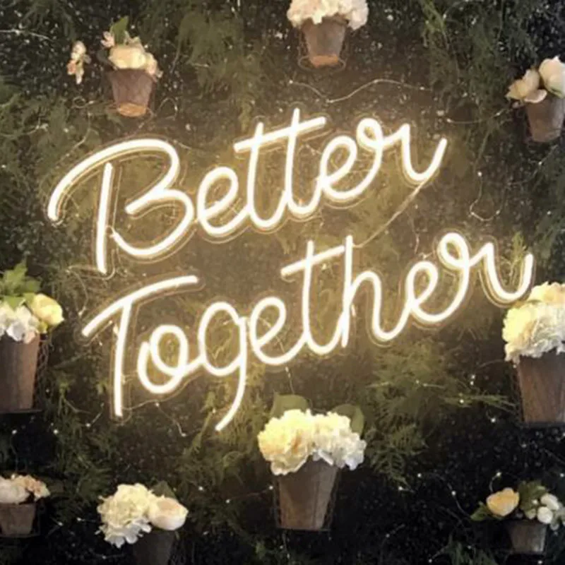 Better Together Sign Neon Custom Made Pinky Promise Led Wedding Acrylic Letters Neon Light Sign Boards For Event Signage