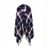 Fashion Jacquard Plaid Poncho cape with Buttons Elegant Winter Shawl Wrap for Women Blanket Scarf