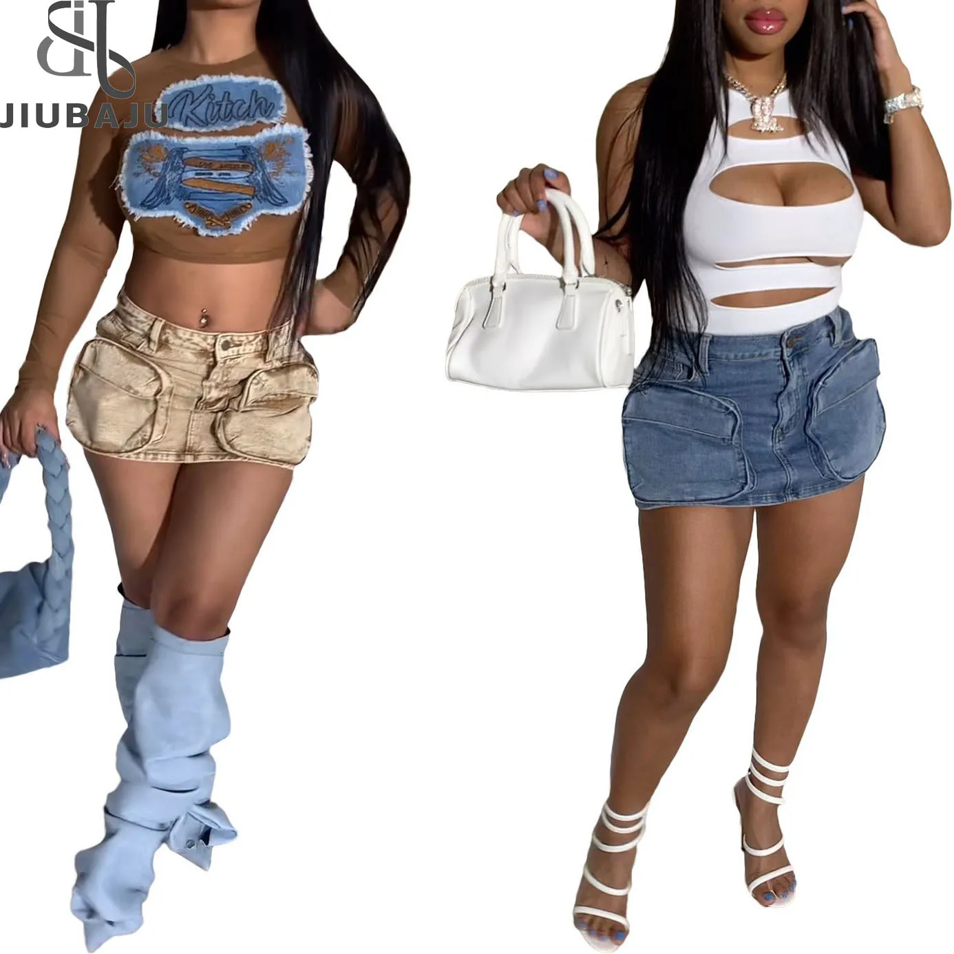 Hot Selling Women Cargo Style 3d Multi pockets 2024 Summer Fashion Denim Mini Skirts Buy Denim Skirt For Women mini Skirt Women Sexy cargo Mini Skirt Product on Alibaba