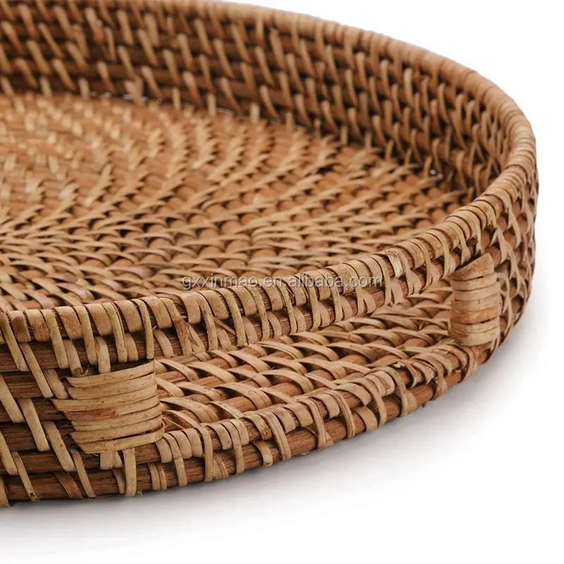 Natural Rattan Tea Tray Traditional Craft Tea Set Basket Household Tea