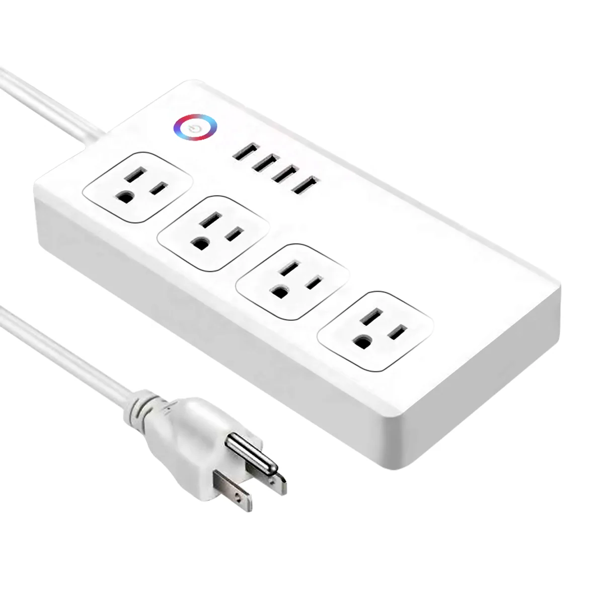Hot Sell USA Smart Wifi LED Light Plug WiFi Smart Home Power Strip Surge Protector with 4 AC Outlets and 4 USB Ports