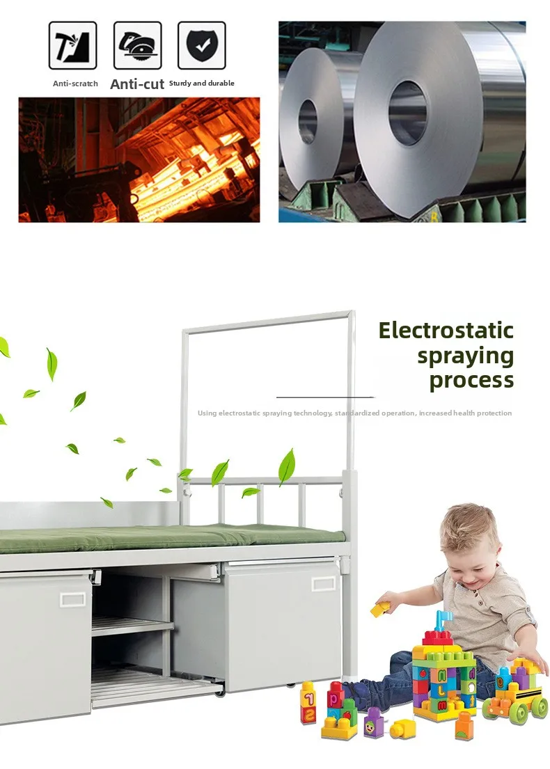 product wholesale custom heavy duty metal double bunk bed detachable knock down single bed frame for school bedroom apartment hospital-4