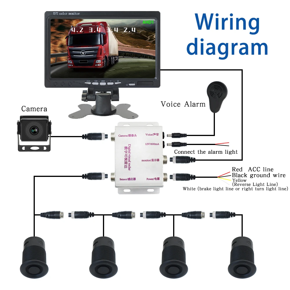 Flat Sensor Auto Reverse Parking System Front Rear Radar With Buzzer